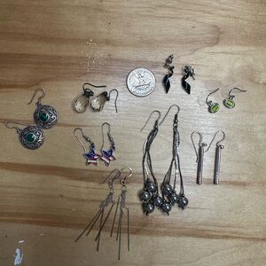 Mixed Silver Tone Dangle Earrings - Assorted Colors